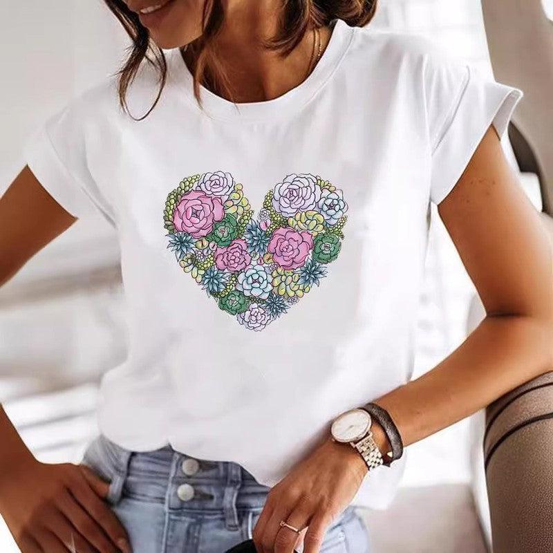 Cheky - Women's Loose 3D Pattern T-shirt