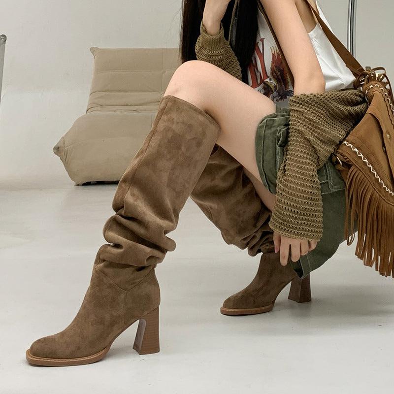 Cheky - Women's Fashion Casual Thick Heel High Leg Boot