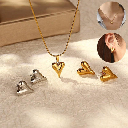 Cheky - Retro Heart-shaped Necklace Stainless Steel Personalized Love Necklace For Women's Jewelry Valentine's Day