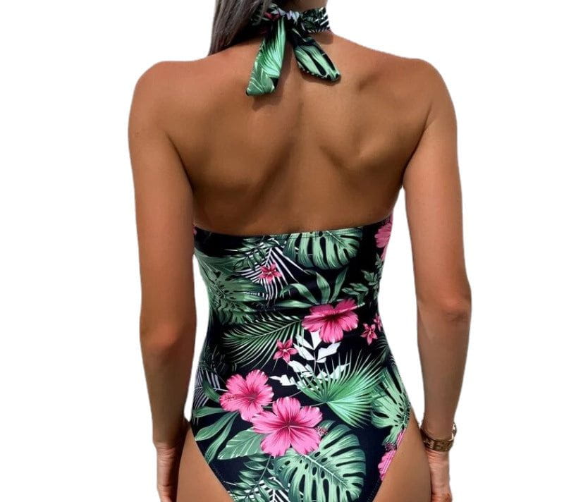 Cheky - One-piece Halterneck All-in-one Bikini Print