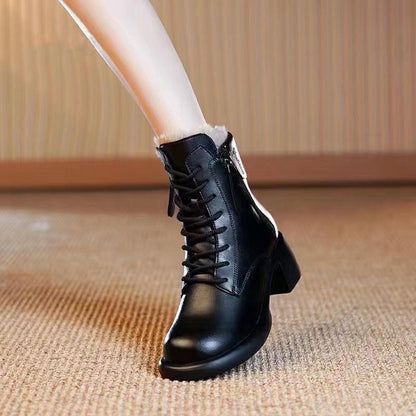 Cheky - Thick Bottom Solid Color Ankle Boots Women