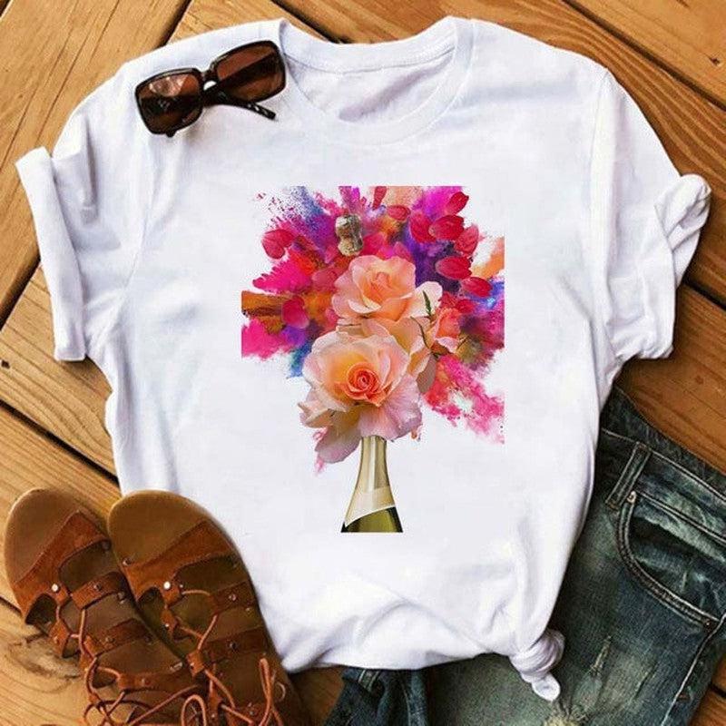 Cheky - T-shirt Kawaii Rose Gold Wine Glass