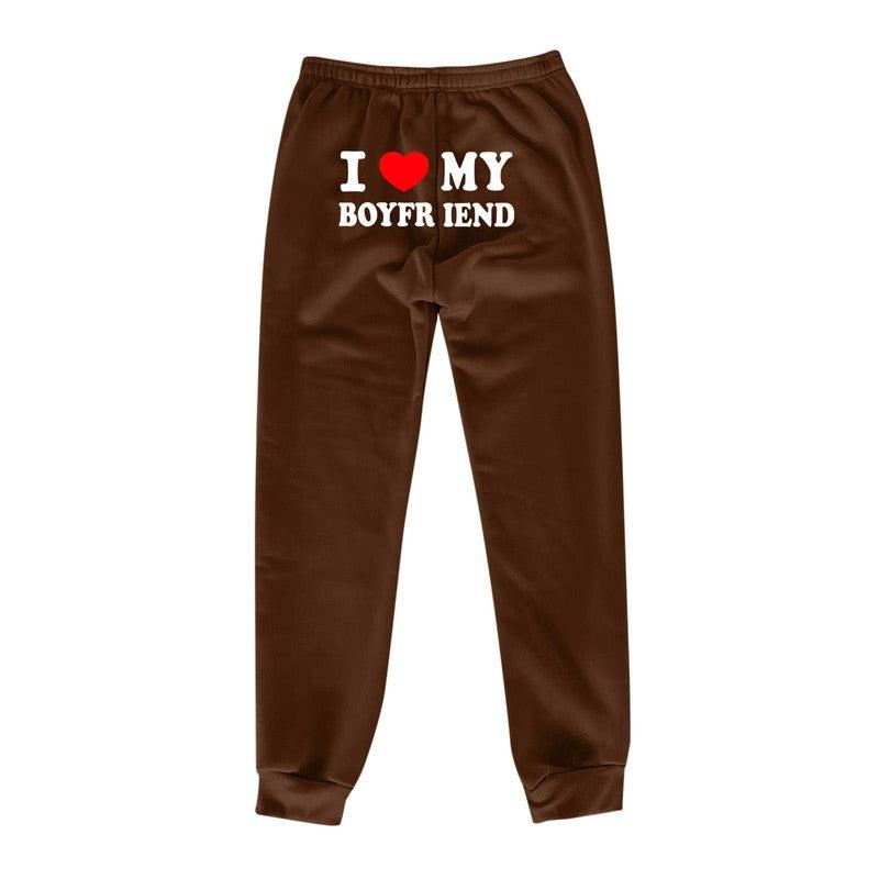 Cheky - I Love MY BOYFRIEND Printed Trousers Casual Sweatpants Men And Women Sports Pants