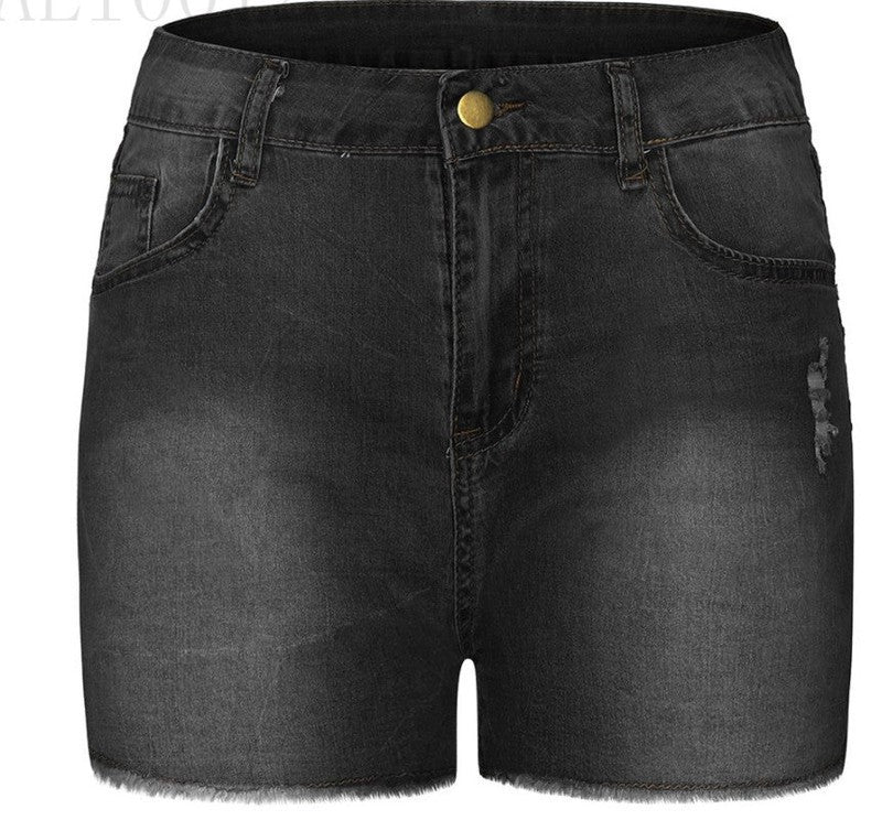 Cheky - Stretch Slim Fit Ripped Tassel Denim Shorts For Women