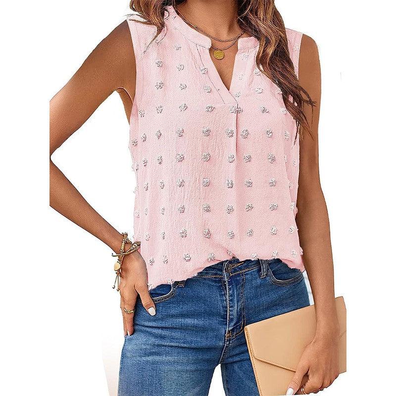 Cheky - Women's Jacquard Sleeveless V-neck Vest