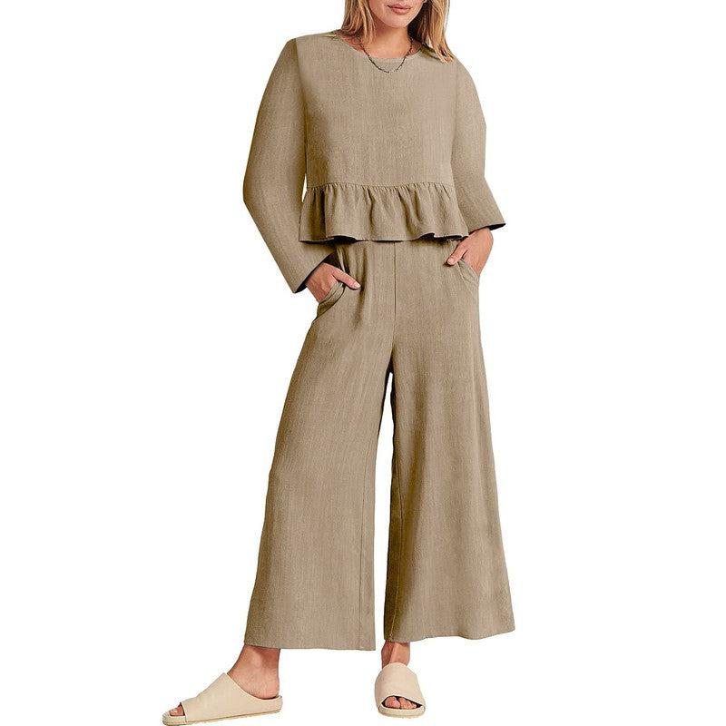 Cheky - Women's Long Sleeve Pleated Short Sleeves Suit