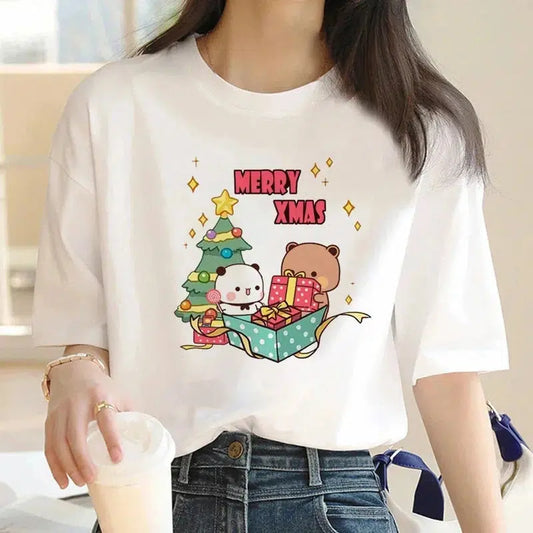 Cheky - Cute Bear LOVE T Shirt Women Bubu Dudu Couple Tops tee summer Short Sleeve tshirts female Korean Casual girl t-shirt camisetas