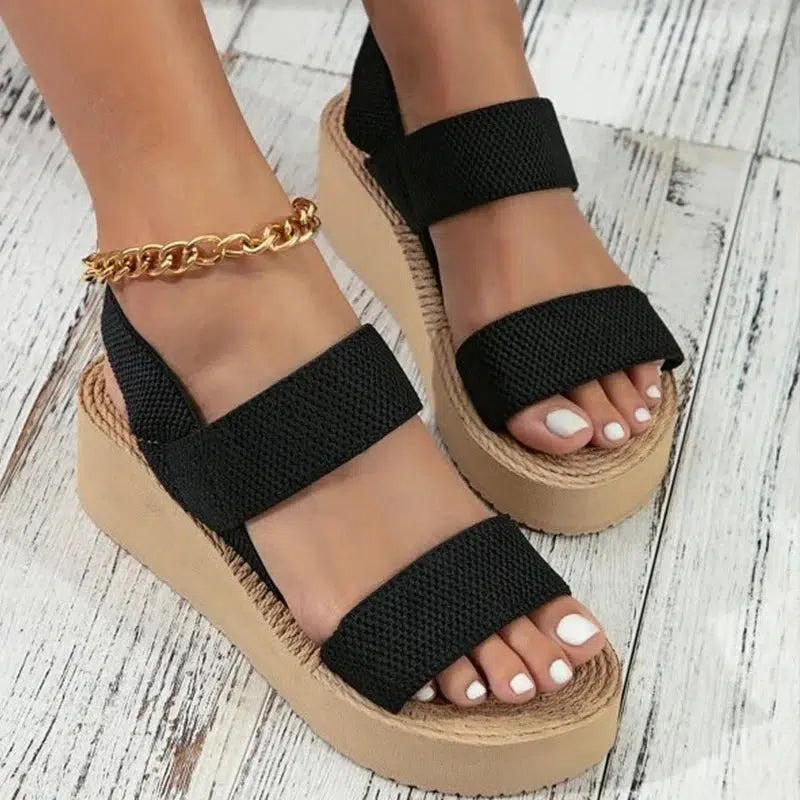 Cheky - New Minimalist Slingback Wedge Sandals Outdoor Summer Lightweight Slides Solid Color Thick Bottom Ladies Shoes Female Sandals