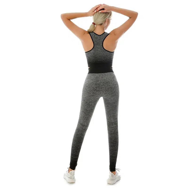 Cheky - 2 Piece Sets Womens Outfits Yoga Set Elastic Gradual Changing Sports Bra Tights Yoga Suit Set Fitness Workout Sports Leggings