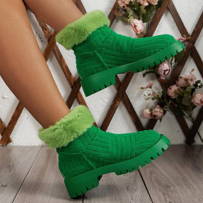 Cheky - Winter Ankle Boots Fashoin Thick-soled Thickened Snow Boots For Women Plush Shoes