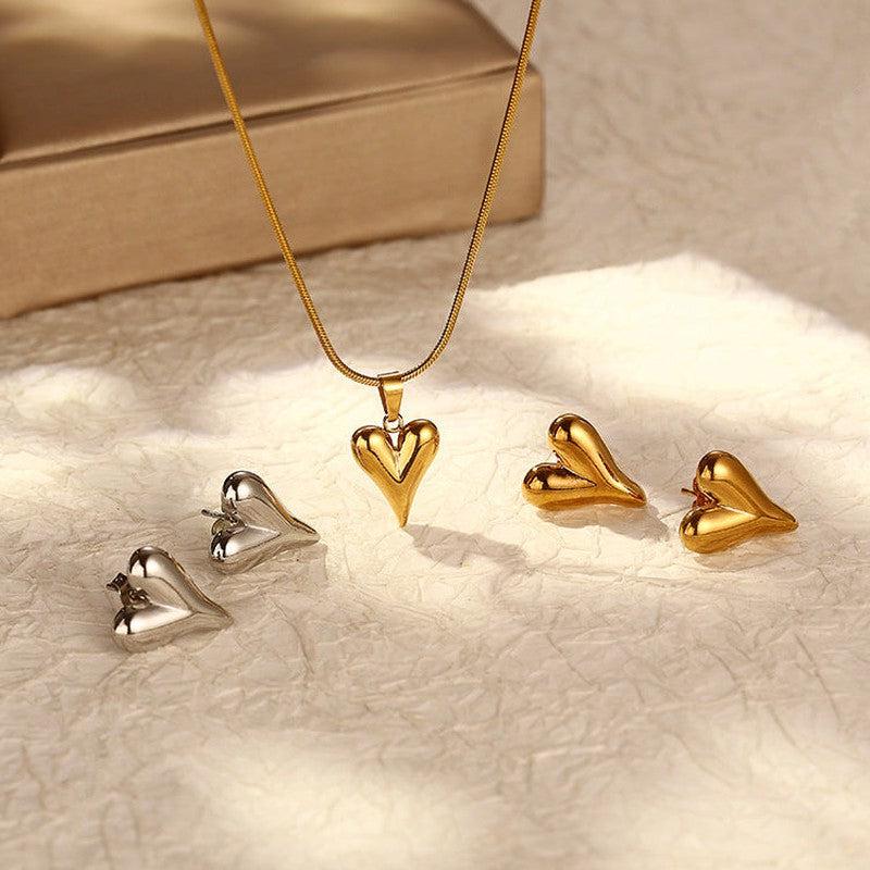 Cheky - Retro Heart-shaped Necklace Stainless Steel Personalized Love Necklace For Women's Jewelry Valentine's Day