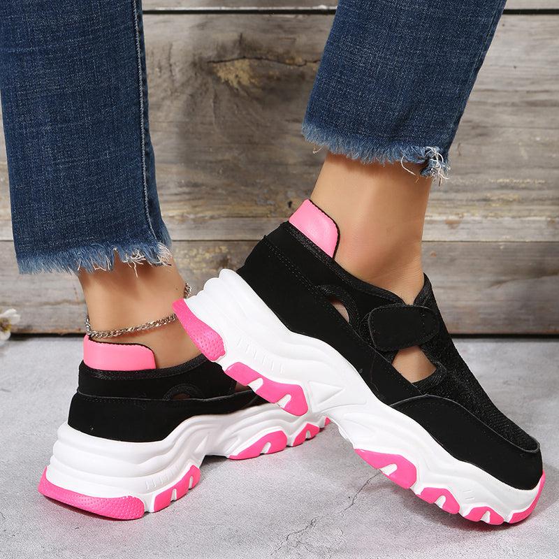 Cheky - Mesh Sport Shoes Women Fashion Outdoor Flat Heel Round Toe Preppy Running Shoes