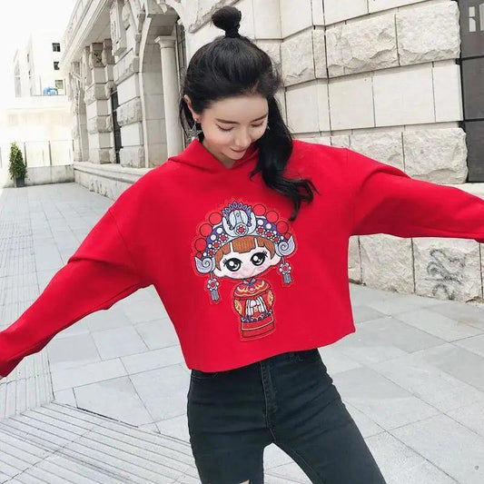 Cheky - Cartoon anime Hong Kong flavor Harajuku bf print sweater