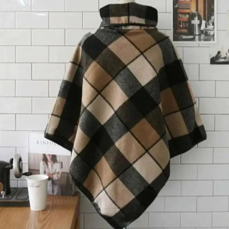 Cheky - Fashion All-Match Women's Plaid Shawl Woolen Coat