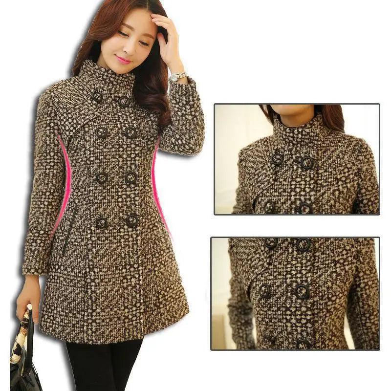 Cheky - Fashion Thick Plaid woolen coat women's clothing