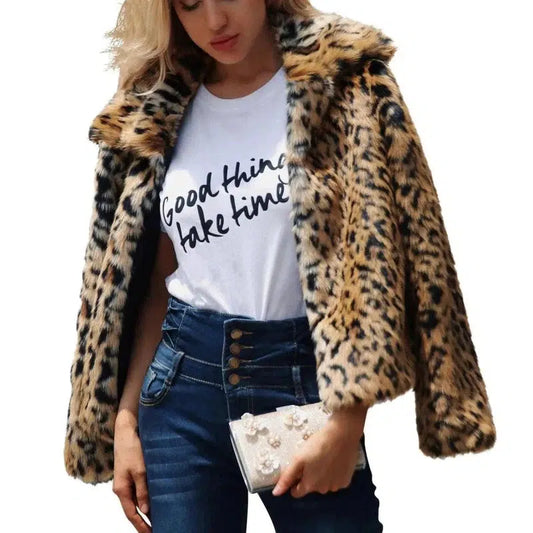 Cheky - Faux fur women's lapel jacket autumn and winter new