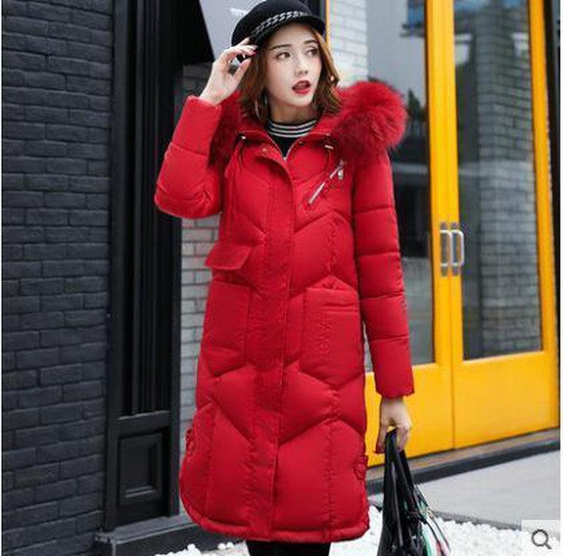 Cheky - Hooded fur collar down jacket