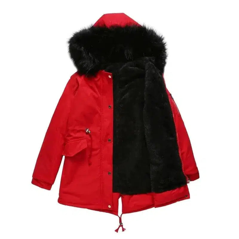 Cheky - Large fur collar padded women's padded jacket