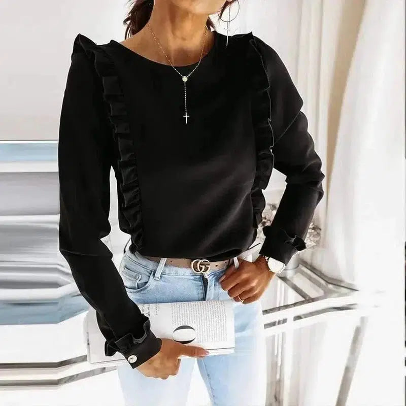 Cheky - Long Sleeve Fashion Simple Crinkle Shirt