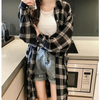 Cheky - Long sleeve plaid shirt jacket