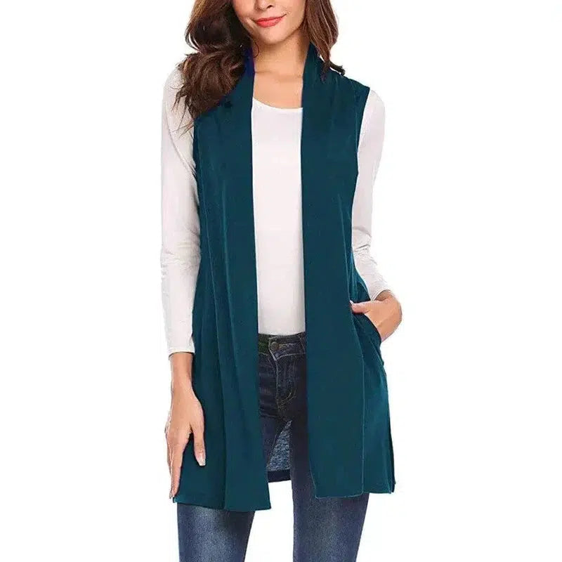 Cheky - Sleeveless Shawl Vest Vest Plus Size Top