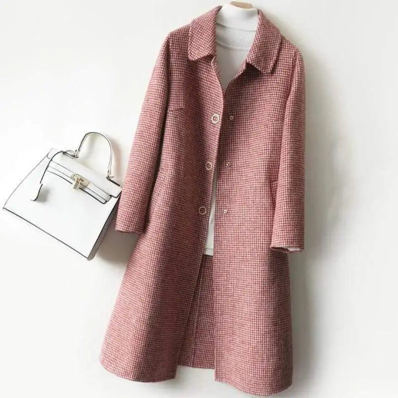 Cheky - Over-the-knee Fashionable Woolen Coat Loose