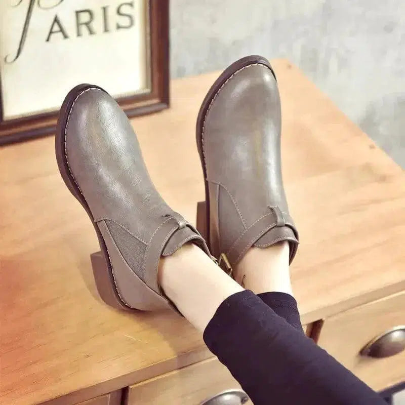 Cheky - Simple Thick Heel Mid-heel Martin Boots Female Round Toe Fashion British Short Boots Women