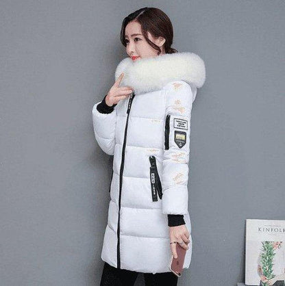 Cheky - Slim thick cotton jacket large fur collar cotton suit