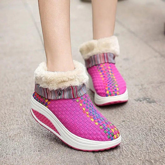 Cheky - Winter plus velvet sneakers women Korean knitting