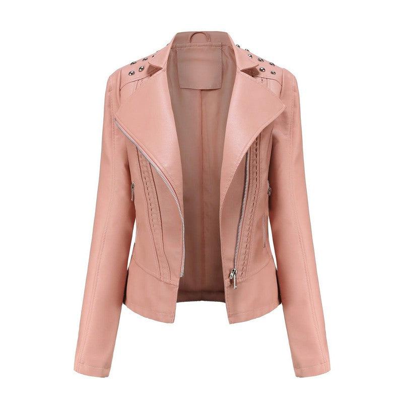 Cheky - Women's Leather Jacket Slim Thin Small Coat